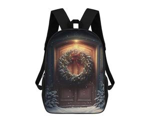 sinyumoney Sac À Dos Scolaire Pour Enfants Imprimé En 3D Christmas Wreath Sac À Dos De Sport Pour Garçons Et Filles, Sac À Dos Tendance 17inch