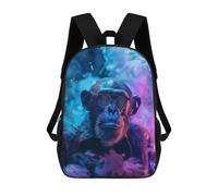 sinyumoney Sac À Dos Scolaire Pour Enfants Imprimé En 3D Colorful Chimpanzee Sac À Dos De Sport Pour Garçons Et Filles, Sac À Dos Tendance 17inch