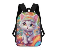 sinyumoney Sac À Dos Scolaire Pour Enfants Imprimé En 3D Colorful Cute Cat Sac À Dos De Sport Pour Garçons Et Filles, Sac À Dos Tendance 17inch