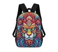 sinyumoney Sac À Dos Scolaire Pour Enfants Imprimé En 3D Colorful Lion Portrait, Grande Capacité, Idéal Pour Les Voyages, Les Livres Et L'école.
