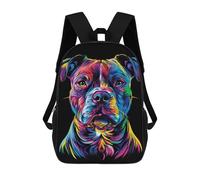 sinyumoney Sac À Dos Scolaire Pour Enfants Imprimé En 3D Colorful Pitbull Dog Pit Bull Sacs À Dos, Sacs À Dos De Voyage Décontractés, Grand Sac À Dos De Jour Pour Garçons 17inch