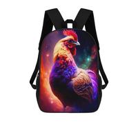 sinyumoney Sac À Dos Scolaire Pour Enfants Imprimé En 3D Colorful Rooster in Space Sac À Dos De Sport Pour Garçons Et Filles, Sac À Dos Tendance 17inch