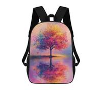 sinyumoney Sac À Dos Scolaire Pour Enfants Imprimé En 3D Colorful Tree Reflection Sac À Dos De Sport Pour Garçons Et Filles Sac À Dos Tendance 17inch