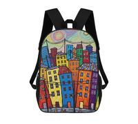 sinyumoney Sac À Dos Scolaire Pour Enfants Imprimé En 3D Colorful Whimsical Cityscape Painting Sac À Dos De Sport Pour Garçons Et Filles, Sac À Dos Tendance 17inch