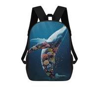 sinyumoney Sac À Dos Scolaire Pour Enfants Imprimé En 3D Coral Whale Underwater Sacs À Dos, Sacs À Dos De Voyage Décontractés, Grand Sac À Dos De Jour Pour Garçons 17inch