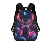 sinyumoney Sac À Dos Scolaire Pour Enfants Imprimé En 3D Cosmic Deer Neon Space Planets Sac À Dos De Sport Pour Garçons Et Filles, Sac À Dos Tendance 17inch