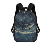 sinyumoney Sac À Dos Scolaire Pour Enfants Imprimé En 3D Cosmic Whale Shark Sac À Dos De Sport Pour Garçons Et Filles, Sac À Dos Tendance 17inch