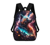 sinyumoney Sac À Dos Scolaire Pour Enfants Imprimé En 3D Cosmic Wolf Portrait-8, Grande Capacité, Idéal Pour Les Voyages, Les Livres Et L'école.