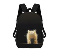 sinyumoney Sac À Dos Scolaire Pour Enfants Imprimé En 3D Crazy Cat with Coffee Sac À Dos De Sport Pour Garçons Et Filles, Sac À Dos Tendance 17inch