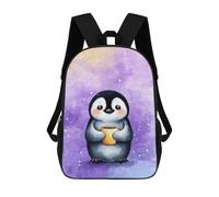 sinyumoney Sac À Dos Scolaire Pour Enfants Imprimé En 3D Cute Penguin with Coffee Sacs À Dos, Sacs À Dos De Voyage Décontractés, Grand Sac À Dos De Jour Pour Garçons 17inch