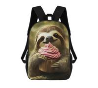 sinyumoney Sac À Dos Scolaire Pour Enfants Imprimé En 3D Cute Sloth with Cupcake Sacs À Dos, Sacs À Dos De Voyage Décontractés, Grand Sac À Dos De Jour Pour Garçons 17inch