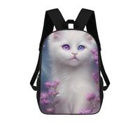 sinyumoney Sac À Dos Scolaire Pour Enfants Imprimé En 3D Cute White Cat Portrait Sac À Dos De Sport Pour Garçons Et Filles, Sac À Dos Tendance 17inch