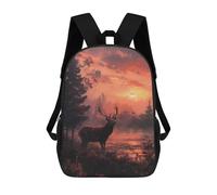 sinyumoney Sac À Dos Scolaire Pour Enfants Imprimé En 3D Deer in Forest at Sunset Sac À Dos De Sport Pour Garçons Et Filles, Sac À Dos Tendance 17inch