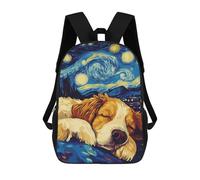 sinyumoney Sac À Dos Scolaire Pour Enfants Imprimé En 3D Dog Sleeping Under Starry Night Sac À Dos De Sport Pour Garçons Et Filles, Sac À Dos Tendance 17inch