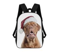sinyumoney Sac À Dos Scolaire Pour Enfants Imprimé En 3D Dogues De Bordeaux Dog in Santa Hat Sacs À Dos, Sacs À Dos De Voyage Décontractés, Grand Sac À Dos De Jour Pour Garçons 17inch