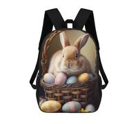 sinyumoney Sac À Dos Scolaire Pour Enfants Imprimé En 3D Easter Basket with Bunny-2, Grande Capacité, Idéal Pour Les Voyages, Les Livres Et L'école.