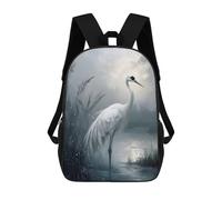 sinyumoney Sac À Dos Scolaire Pour Enfants Imprimé En 3D Elegant White Crane in Misty Waters, Grande Capacité, Idéal Pour Les Voyages, Les Livres Et L'école.