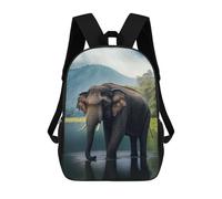 sinyumoney Sac À Dos Scolaire Pour Enfants Imprimé En 3D Elephant in Water Scene Sac À Dos De Sport Pour Garçons Et Filles, Sac À Dos Tendance 17inch