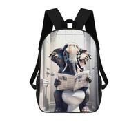 sinyumoney Sac À Dos Scolaire Pour Enfants Imprimé En 3D Elephant Reading Newspaper in Bathroom, Grande Capacité, Idéal Pour Les Voyages, Les Livres Et L'école.