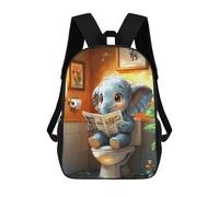 sinyumoney Sac À Dos Scolaire Pour Enfants Imprimé En 3D Elephant Reading on Toilet Funny Sacs À Dos, Sacs À Dos De Voyage Décontractés, Grand Sac À Dos De Jour Pour Garçons 17inch