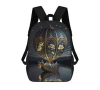 sinyumoney Sac À Dos Scolaire Pour Enfants Imprimé En 3D Enchanted Floral Airship, Grande Capacité, Idéal Pour Les Voyages, Les Livres Et L'école.