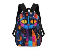 sinyumoney Sac À Dos Scolaire Pour Enfants Imprimé En 3D Expressionist Geometry Cat - Vibrant Abstract Feline Art Sac À Dos De Sport Pour Garçons Et Filles, Sac À Dos Tendance 17inch