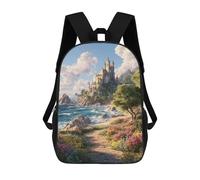 sinyumoney Sac À Dos Scolaire Pour Enfants Imprimé En 3D Fantasy Castle by The Sea -1, Grande Capacité, Idéal Pour Les Voyages, Les Livres Et L'école.