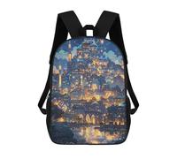 sinyumoney Sac À Dos Scolaire Pour Enfants Imprimé En 3D Fantasy Cityscape Illuminated, Grande Capacité, Idéal Pour Les Voyages, Les Livres Et L'école.