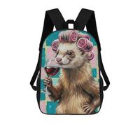 sinyumoney Sac À Dos Scolaire Pour Enfants Imprimé En 3D Ferret with Curlers Drinking Wine Painting Sacs À Dos, Sacs À Dos De Voyage Décontractés, Grand Sac À Dos De Jour Pour Garçons 17inch
