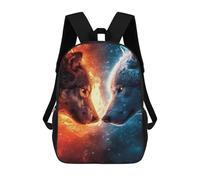 sinyumoney Sac À Dos Scolaire Pour Enfants Imprimé En 3D Fire Vs. Ice Wolves, Grande Capacité, Idéal Pour Les Voyages, Les Livres Et L'école.