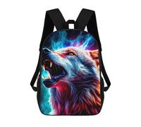 sinyumoney Sac À Dos Scolaire Pour Enfants Imprimé En 3D Flame Wolf Portrait Sacs À Dos, Sacs À Dos De Voyage Décontractés, Grand Sac À Dos De Jour Pour Garçons 17inch