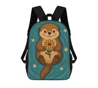 sinyumoney Sac À Dos Scolaire Pour Enfants Imprimé En 3D Floating Otter with A Flower Sacs À Dos, Sacs À Dos De Voyage Décontractés, Grand Sac À Dos De Jour Pour Garçons 17inch