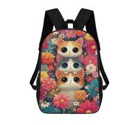 sinyumoney Sac À Dos Scolaire Pour Enfants Imprimé En 3D Floral Cat Trio, Grande Capacité, Idéal Pour Les Voyages, Les Livres Et L'école.
