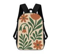 sinyumoney Sac À Dos Scolaire Pour Enfants Imprimé En 3D Floral Illustration with Earthy Tones Sac À Dos De Sport Pour Garçons Et Filles Sac À Dos Tendance 17inch
