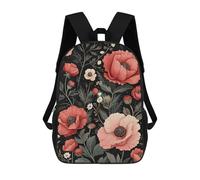 sinyumoney Sac À Dos Scolaire Pour Enfants Imprimé En 3D Floral Pattern with Red And Pink Poppies Sacs À Dos, Sacs À Dos De Voyage Décontractés, Grand Sac À Dos De Jour Pour Garçons 17inch