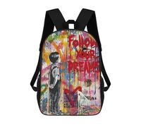 sinyumoney Sac À Dos Scolaire Pour Enfants Imprimé En 3D Follow Boy Graffiti Banksy Sac À Dos De Sport Pour Garçons Et Filles, Sac À Dos Tendance 17inch