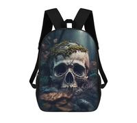 sinyumoney Sac À Dos Scolaire Pour Enfants Imprimé En 3D Forest Skull with Moss, Grande Capacité, Idéal Pour Les Voyages, Les Livres Et L'école.
