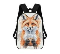 sinyumoney Sac À Dos Scolaire Pour Enfants Imprimé En 3D Fox Watercolor Drinking Iced Coffee Sacs À Dos, Sacs À Dos De Voyage Décontractés, Grand Sac À Dos De Jour Pour Garçons 17inch