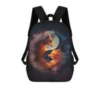 sinyumoney Sac À Dos Scolaire Pour Enfants Imprimé En 3D Fox Yin Yang, Grande Capacité, Idéal Pour Les Voyages, Les Livres Et L'école.