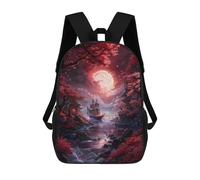 sinyumoney Sac À Dos Scolaire Pour Enfants Imprimé En 3D Full Moon Serenity, Grande Capacité, Idéal Pour Les Voyages, Les Livres Et L'école.