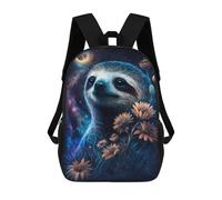 sinyumoney Sac À Dos Scolaire Pour Enfants Imprimé En 3D Galactic Sloth with Flowers -1, Grande Capacité, Idéal Pour Les Voyages, Les Livres Et L'école.
