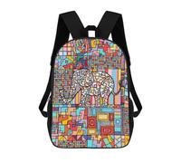 sinyumoney Sac À Dos Scolaire Pour Enfants Imprimé En 3D Geometric Abstract Mosaic Cubism Elephant Art Sac À Dos De Sport Pour Garçons Et Filles, Sac À Dos Tendance 17inch