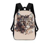 sinyumoney Sac À Dos Scolaire Pour Enfants Imprimé En 3D Geometric Cat Portrait, Grande Capacité, Idéal Pour Les Voyages, Les Livres Et L'école.