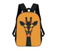 sinyumoney Sac À Dos Scolaire Pour Enfants Imprimé En 3D Geometric Giraffe Vector Portrait on Orange Sac À Dos De Sport Pour Garçons Et Filles, Sac À Dos Tendance 17inch