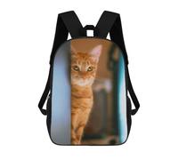sinyumoney Sac À Dos Scolaire Pour Enfants Imprimé En 3D Ginger Cat Peeking Sac À Dos De Sport Pour Garçons Et Filles, Sac À Dos Tendance 17inch
