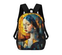 sinyumoney Sac À Dos Scolaire Pour Enfants Imprimé En 3D Girl with A Pearl Earring Stained Glass Mosaic. Sac À Dos De Sport Pour Garçons Et Filles, Sac À Dos Tendance 17inch