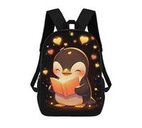 sinyumoney Sac À Dos Scolaire Pour Enfants Imprimé En 3D Gold Penguin Book Reader Sac À Dos De Sport Pour Garçons Et Filles Sac À Dos Tendance 17inch