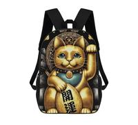 sinyumoney Sac À Dos Scolaire Pour Enfants Imprimé En 3D Gold X Fortune Cat Sac À Dos De Sport Pour Garçons Et Filles Sac À Dos Tendance 17inch