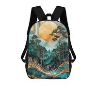 sinyumoney Sac À Dos Scolaire Pour Enfants Imprimé En 3D Golden Moonlit Forest Sac À Dos De Sport Pour Garçons Et Filles, Sac À Dos Tendance 17inch