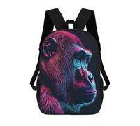 sinyumoney Sac À Dos Scolaire Pour Enfants Imprimé En 3D Gorilla Neon Animal Sac À Dos De Sport Pour Garçons Et Filles, Sac À Dos Tendance 17inch